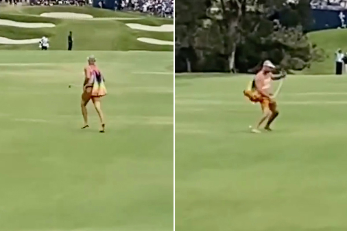 Streaker runs onto US Open course and hits balls in crazy video