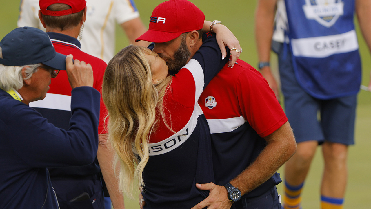 Dustin Johnson, Paulina Gretzky celebrate as golfer makes Ryder Cup history