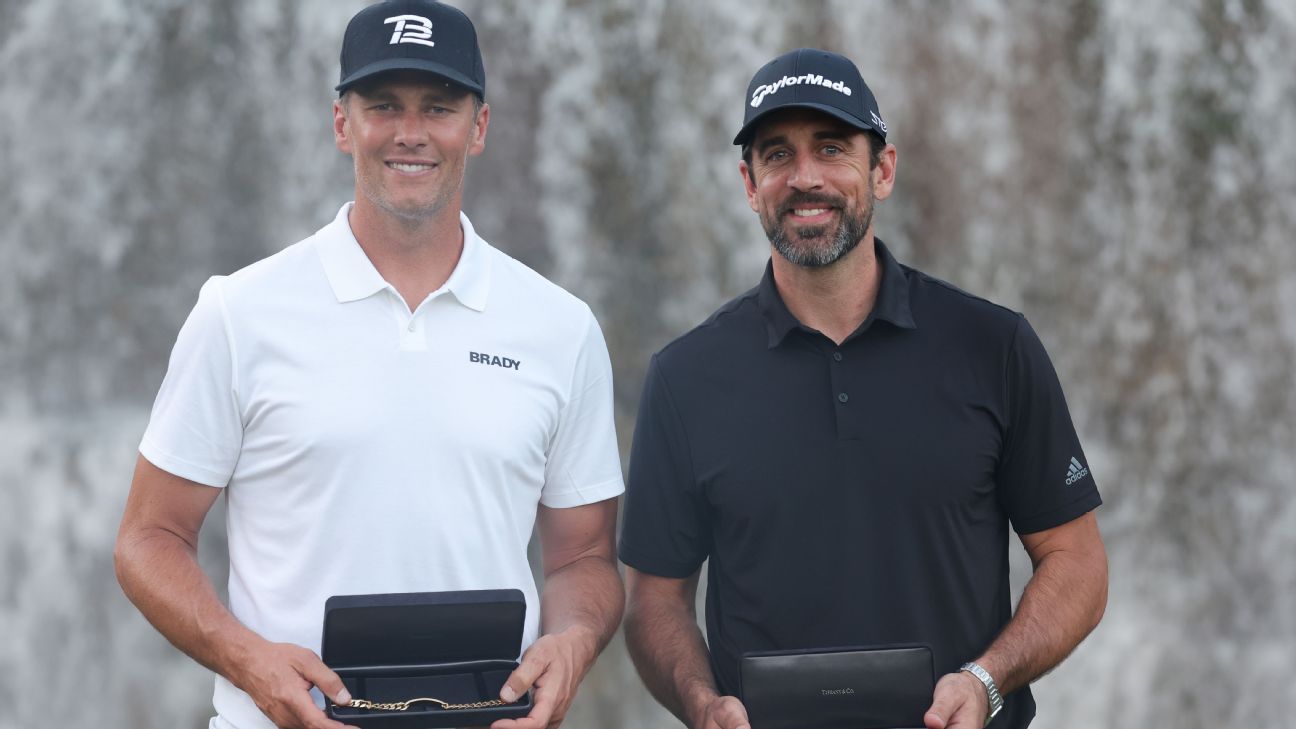 NFL quarterbacks Tom Brady and Aaron Rodgers team to defeat Patrick Mahomes and Josh Allen in exhibition golf match