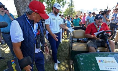 US Open: Cameron Young’s tee shot remarkably lands in ball holder of golf cart